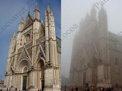 Facade of Orviotto Duomo  PAIR in Sun & Fog religious catholic